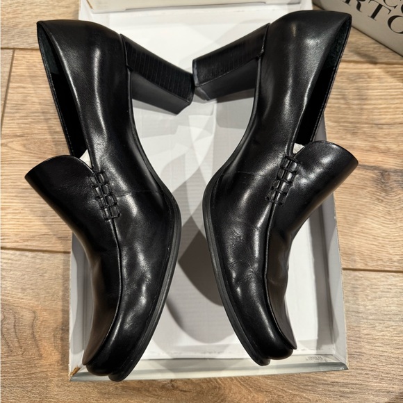 FRANCO SARTO Vintage Black Leather Block Heel Loafers | Size 6.5 - Picture 3 of 7